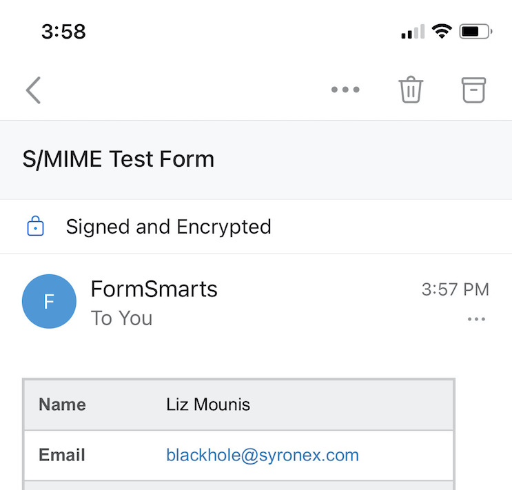 S/MIME encrypted email in Microsoft Outlook iPhone app