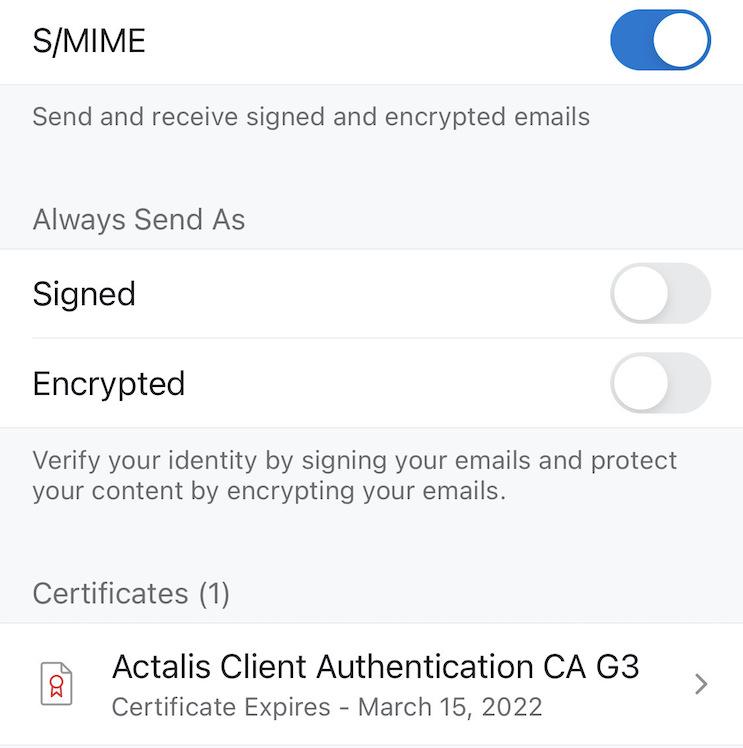 S/MIME Settings