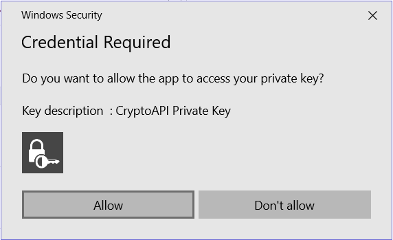 Allow Outlook to access your private key