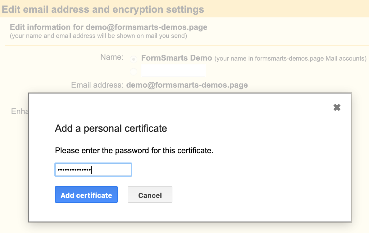 Enter the certificate bundle password