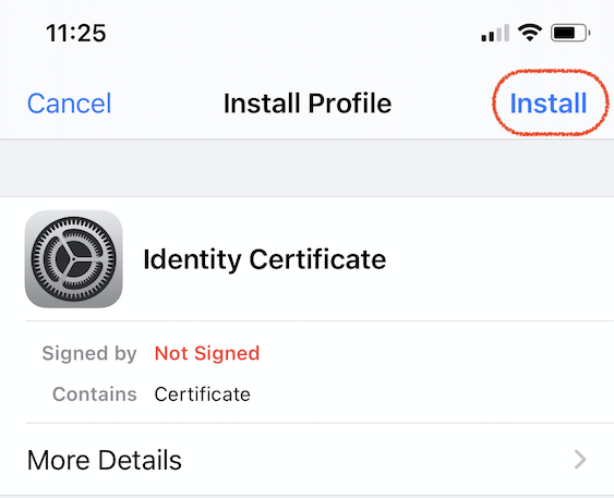 Install S/MIME Identity Profile on iOS