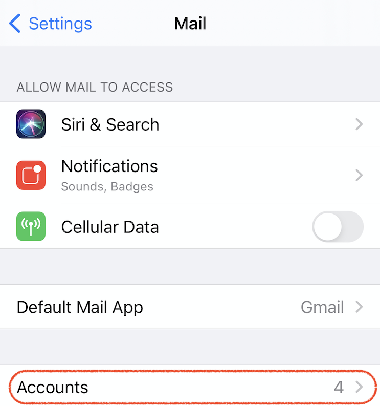 iPhone Mail app settings