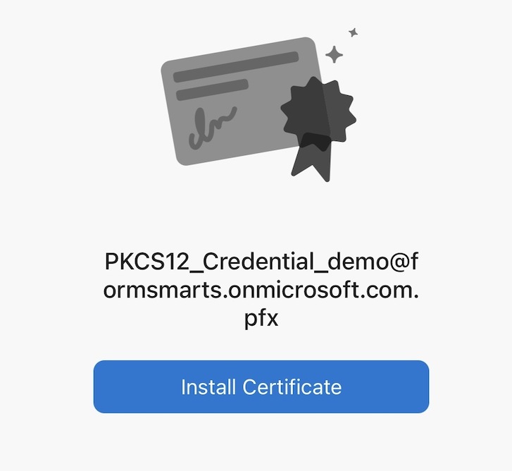 Opening a PKCS#12 Certificate in Microsoft Outlook app