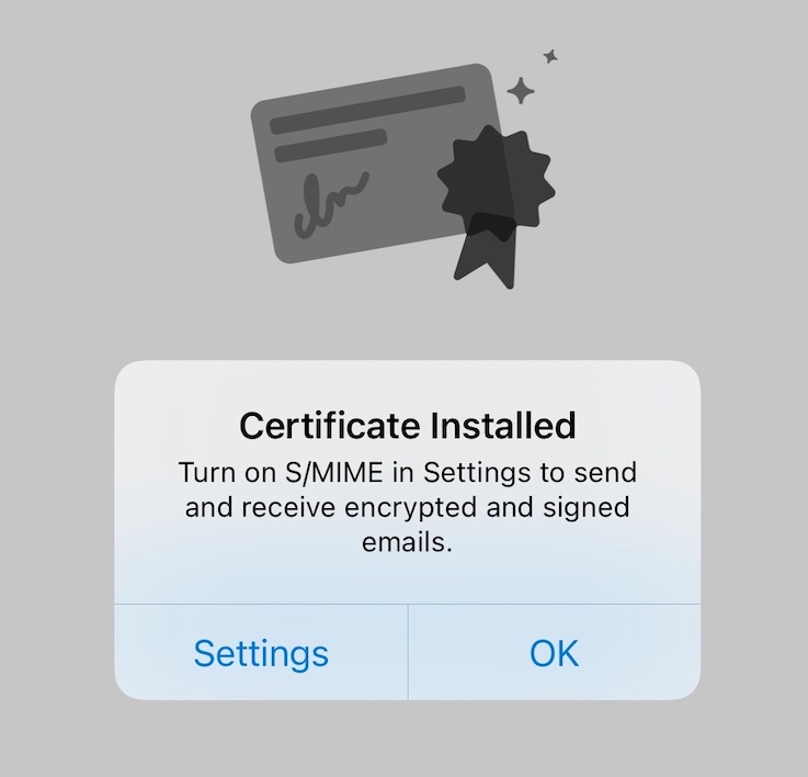 S/MIME certificate installed